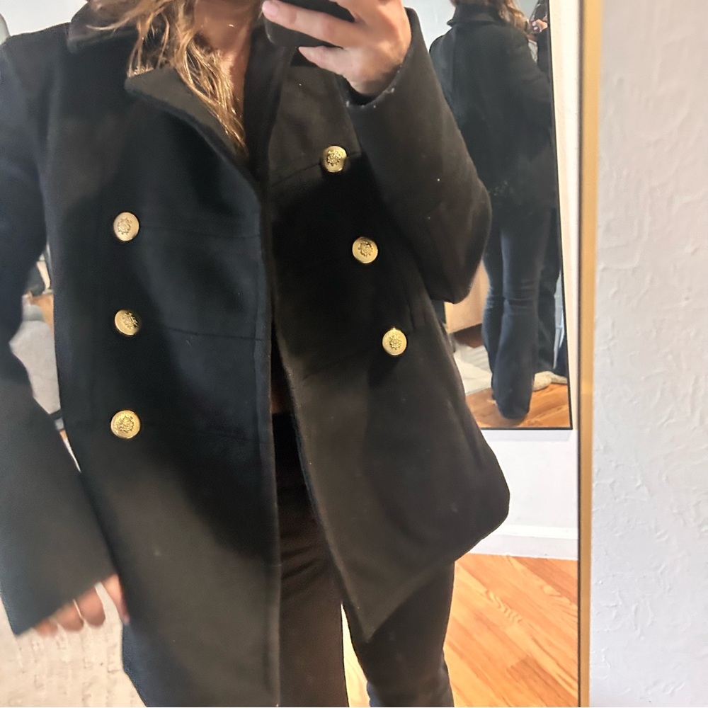 Marc Jacobs Black Coat with Gold military vintage style gold buttons s 2 - Picture 8 of 12